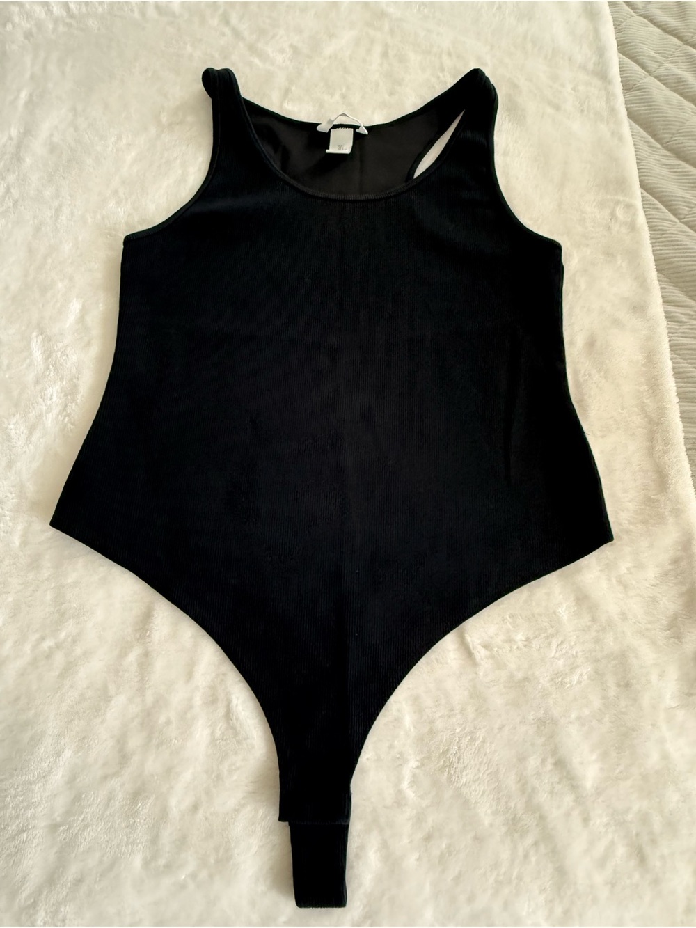 H&M Black Ribbed Scoop Neck Bodysuit